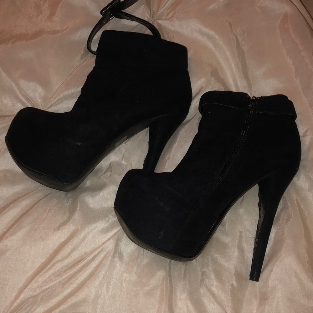 Black platform booties